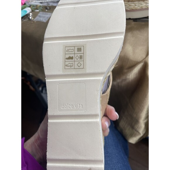 DOLCE VITA SANDALS LAURYN RAFFIA WEDGE SIZE US 7.5 NWOB Beach, school girl core - Picture 6 of 7